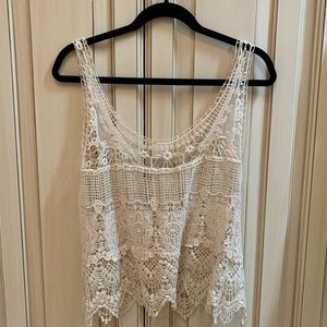 Size small white lace boho-style tank top